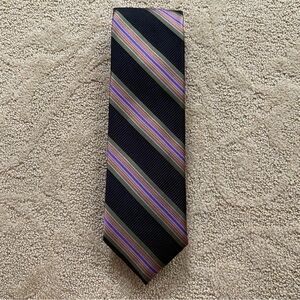 Robert Talbott Best Of Class Black Purple Striped Silk Tie USA Hand Sewn 59x3.5